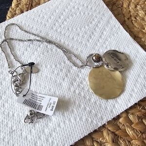 Chicos NWT Elegant Silver and Gold Pendant Necklace